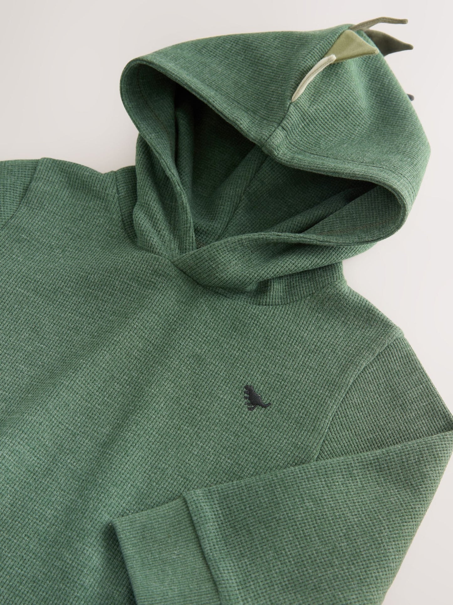 Khaki Green Textured Jersey Dino Spikes Hoodie (3mths-7yrs)