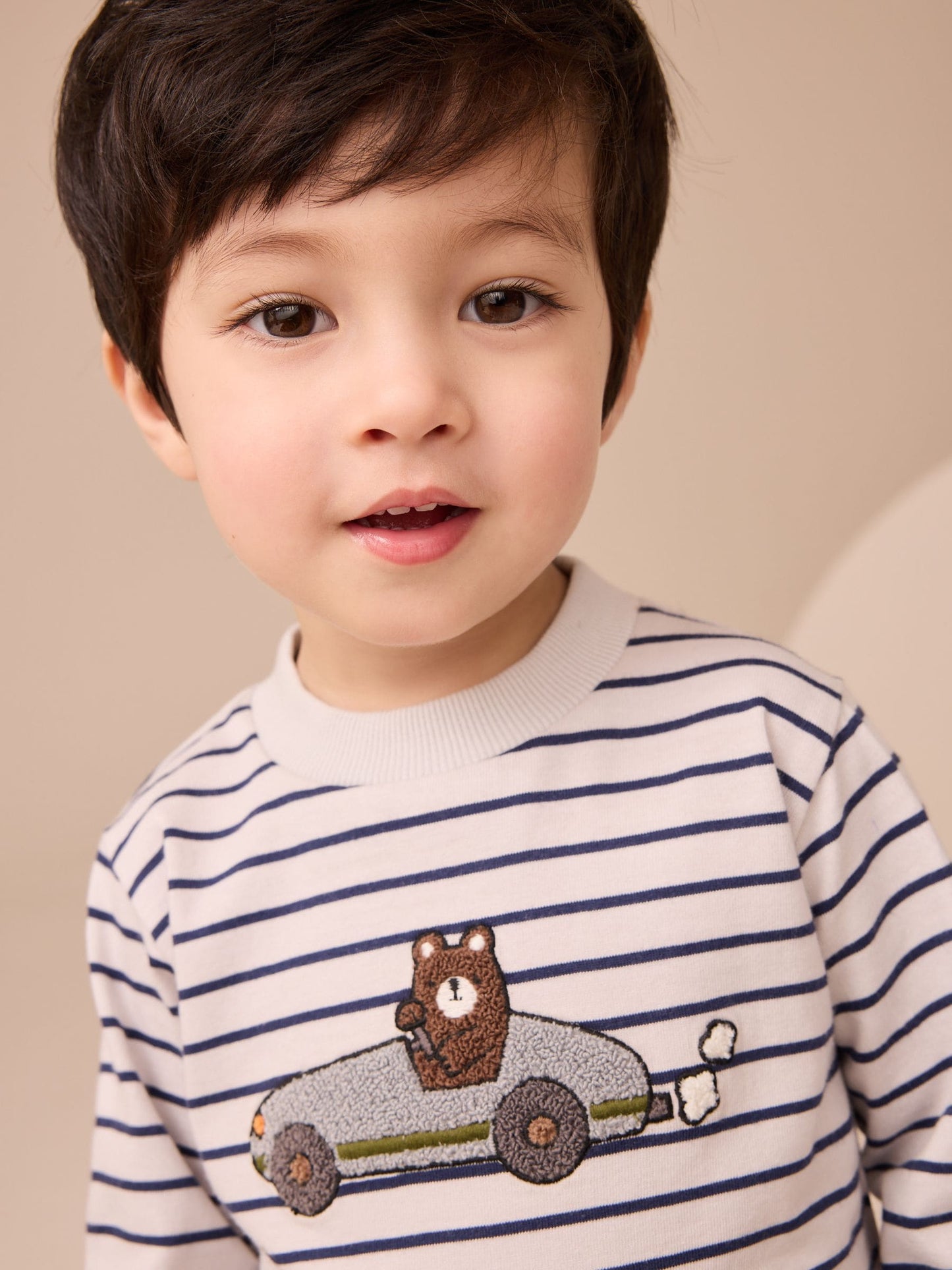 Dsiney Kidz - White/Blue Stripe Bear Car Long Sleeve Appliqué T-Shirt (3mths-7yrs) image 4