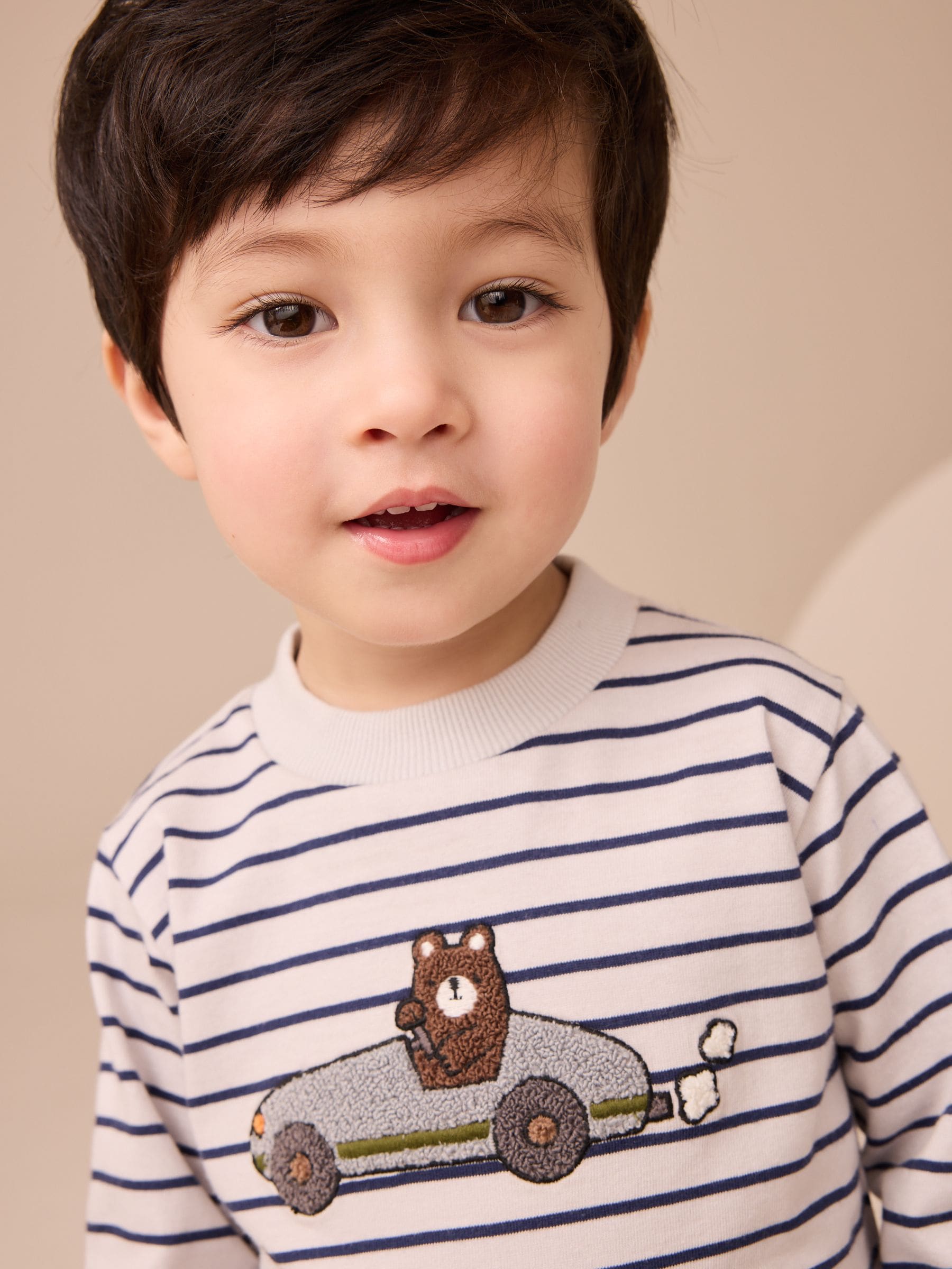Dsiney Kidz - White/Blue Stripe Bear Car Long Sleeve Appliqué T-Shirt (3mths-7yrs) image 4