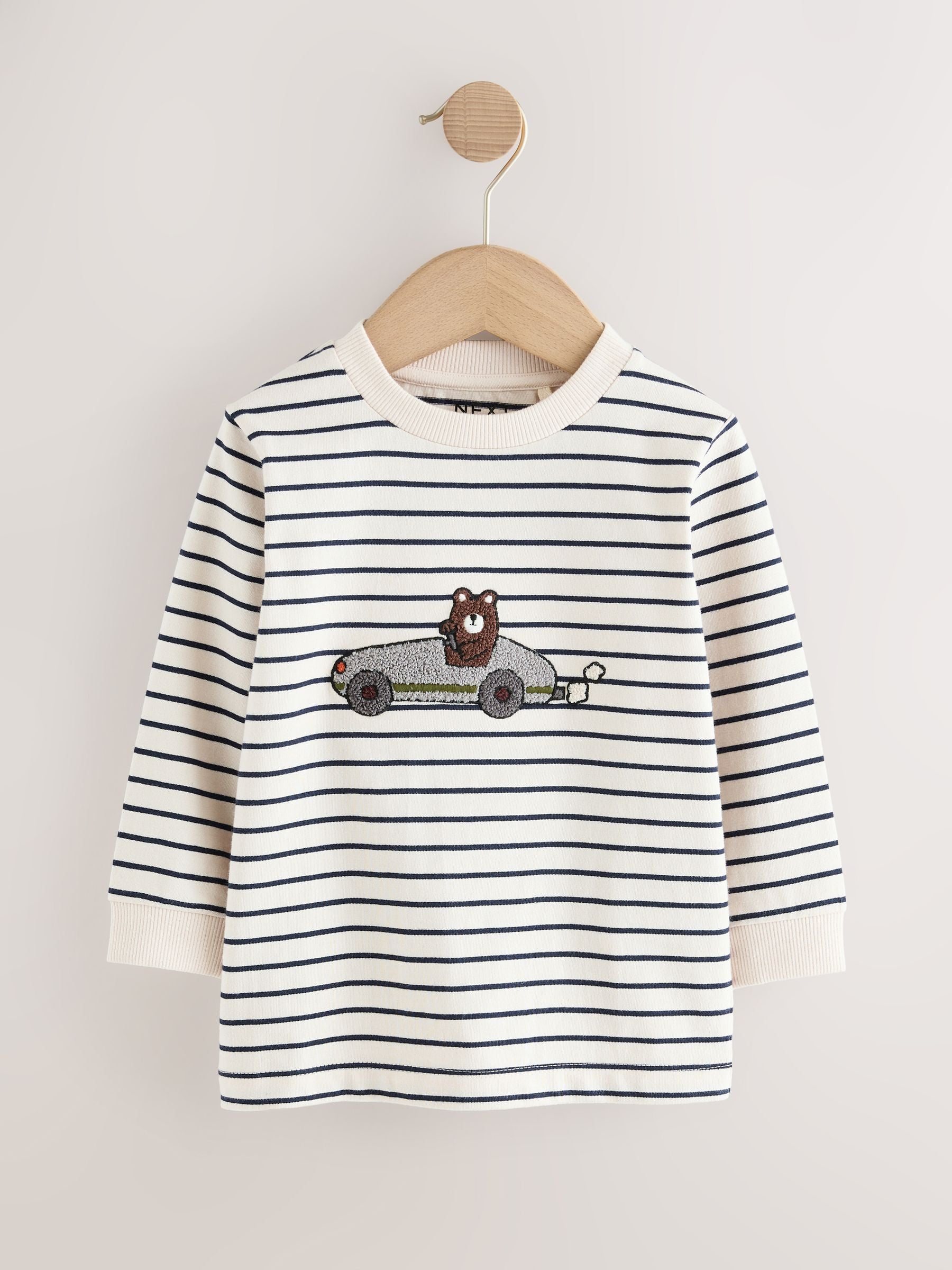 Dsiney Kidz - White/Blue Stripe Bear Car Long Sleeve Appliqué T-Shirt (3mths-7yrs) image 5