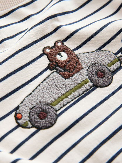 Dsiney Kidz - White/Blue Stripe Bear Car Long Sleeve Appliqué T-Shirt (3mths-7yrs) image 8