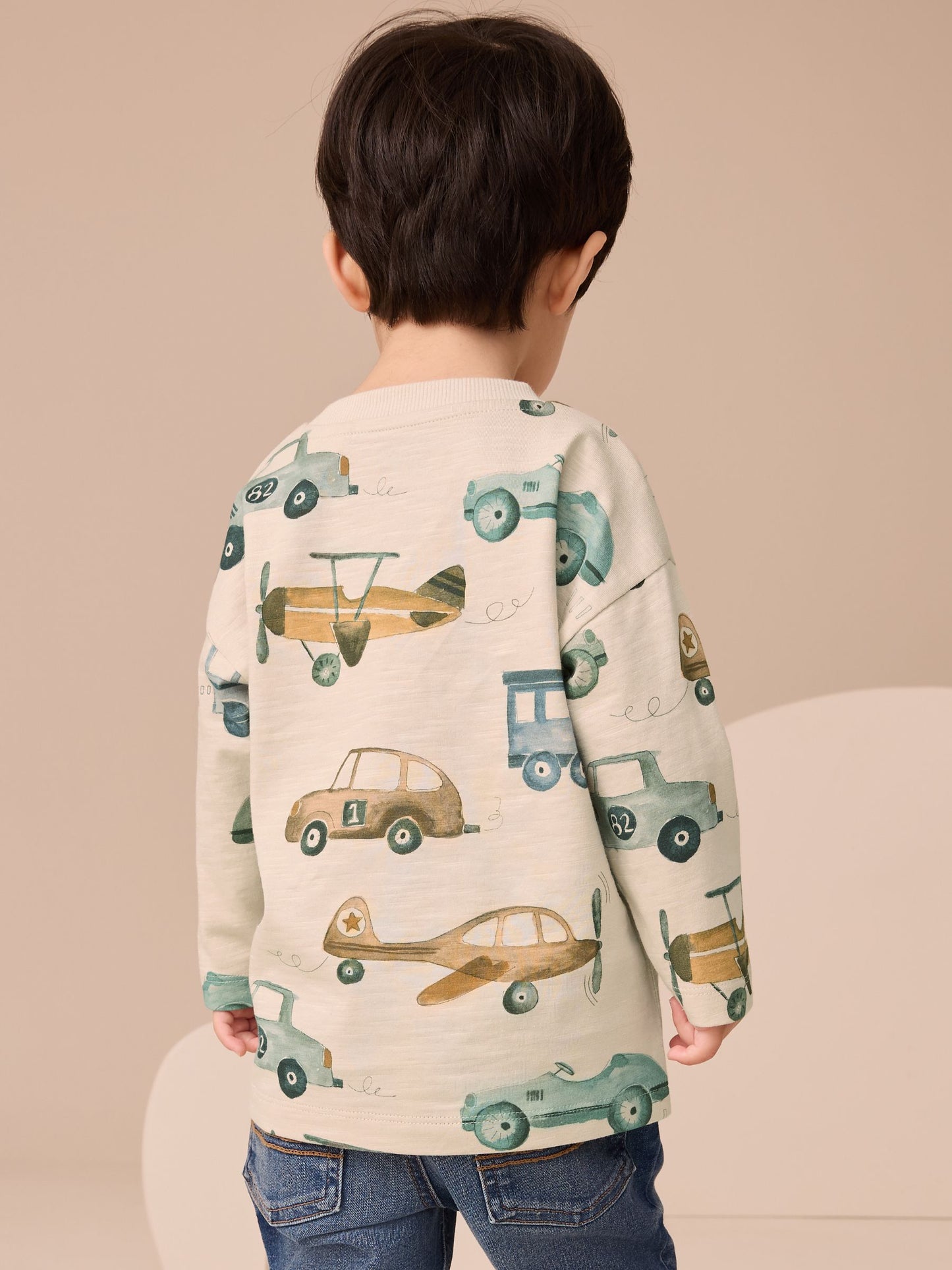 White Transport 100% Cotton Long Sleeve All-Over Print T-Shirt (3mths-7yrs) image 3