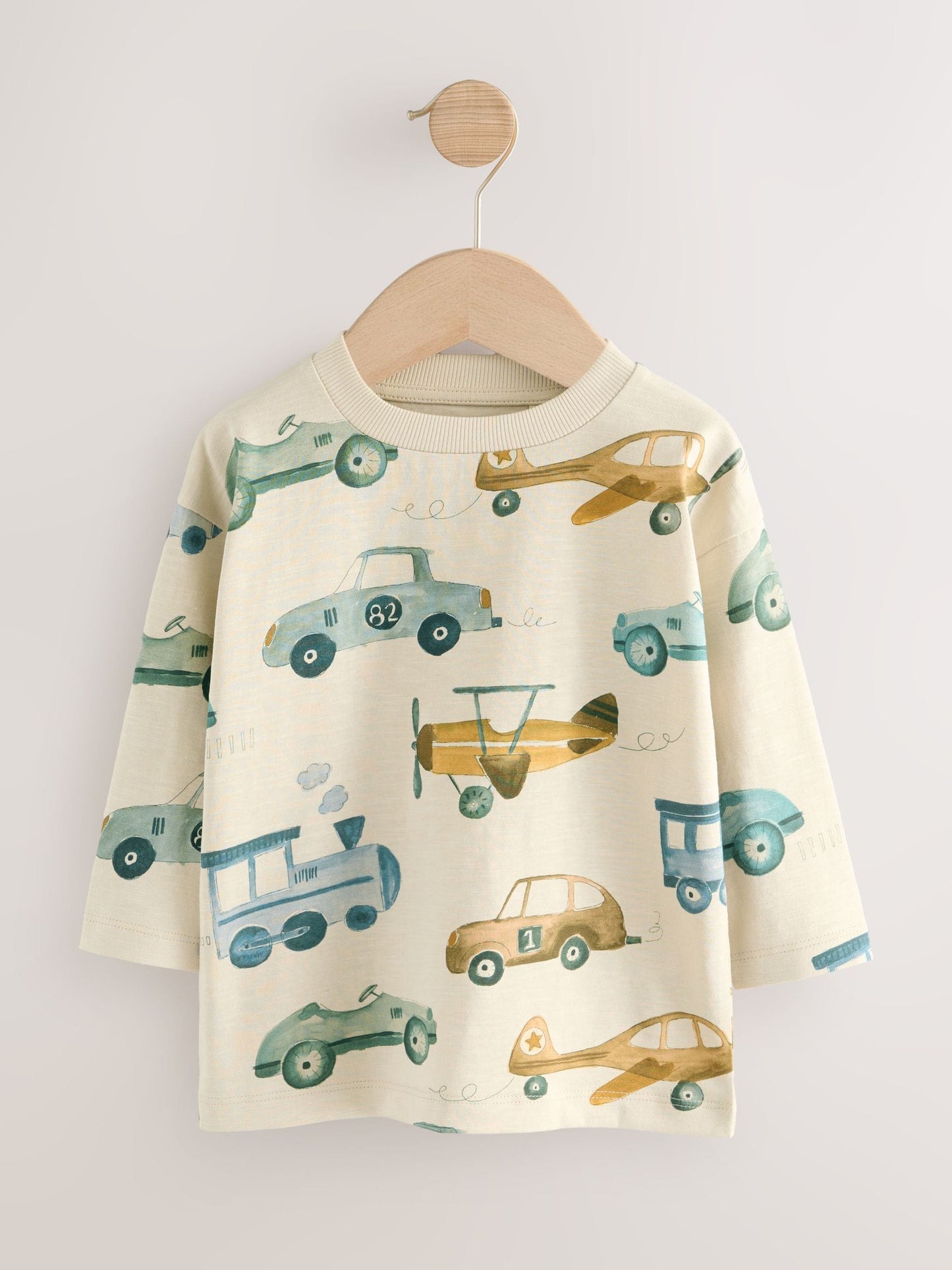 White Transport 100% Cotton Long Sleeve All-Over Print T-Shirt (3mths-7yrs) image 4