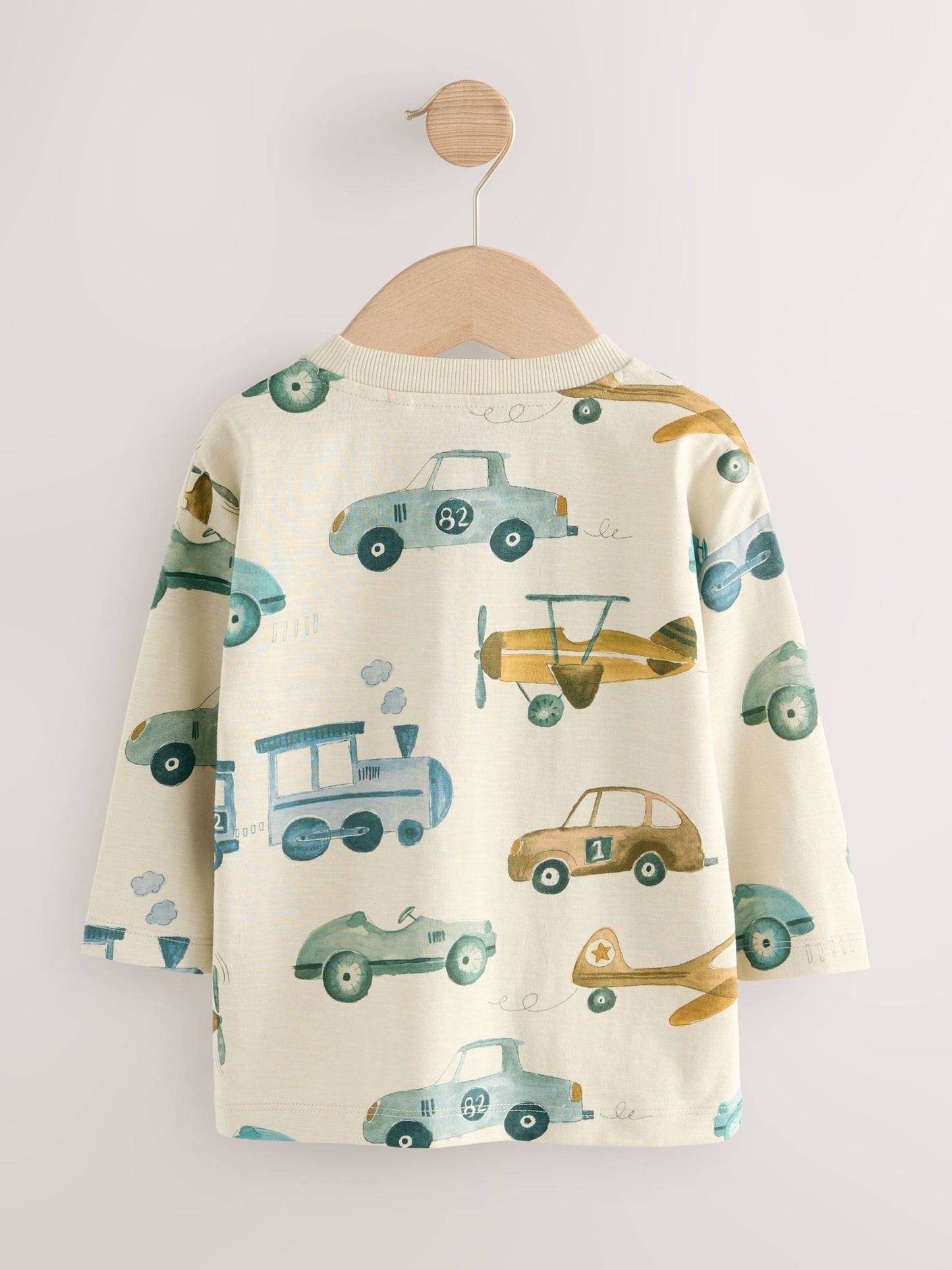 White Transport 100% Cotton Long Sleeve All-Over Print T-Shirt (3mths-7yrs) image 5