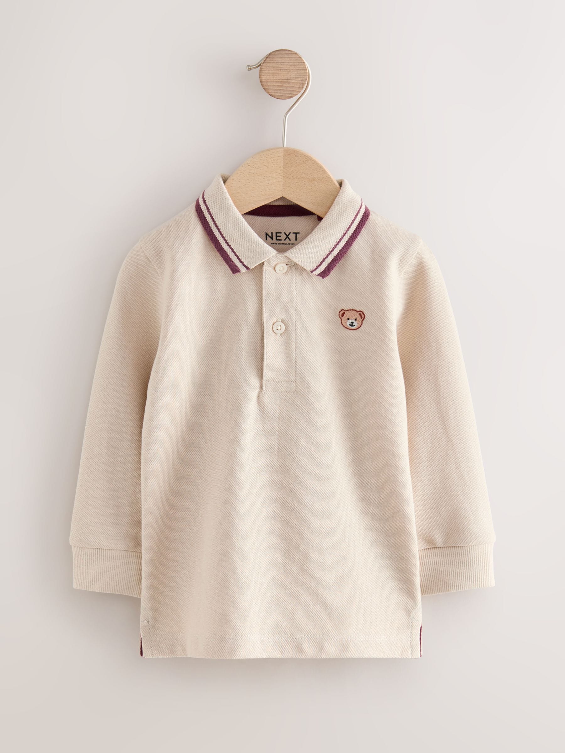 Dsiney Kidz - Cream Long Sleeve Polo Shirt (3mths-7yrs) image 1