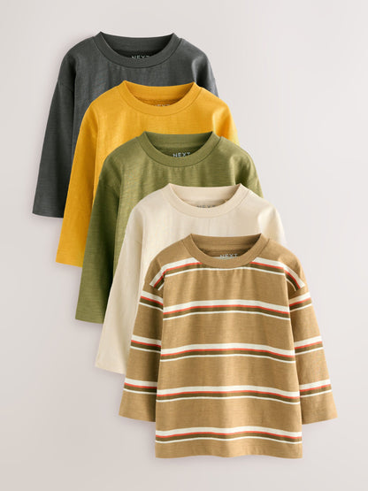 Yellow/Green Long Sleeve T-Shirts 5 Pack (3mths-7yrs) image 1