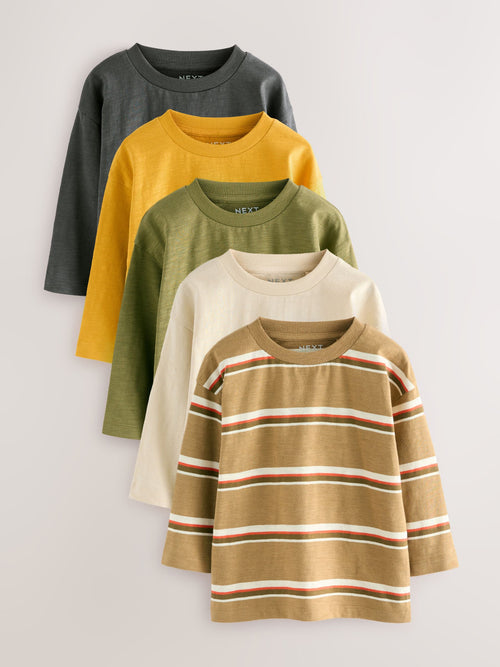 Yellow/Green Long Sleeve T-Shirts 5 Pack (3mths-7yrs) image 1
