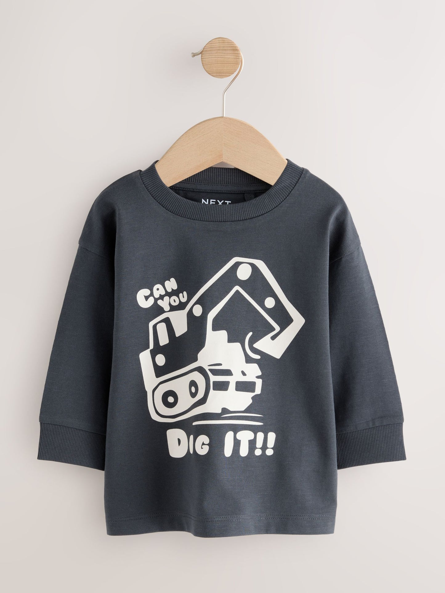 Dsiney Kidz - Black/Brown Digger Long Sleeve Graphic Print T-Shirts 3 Pack (3mths-7yrs) image 2