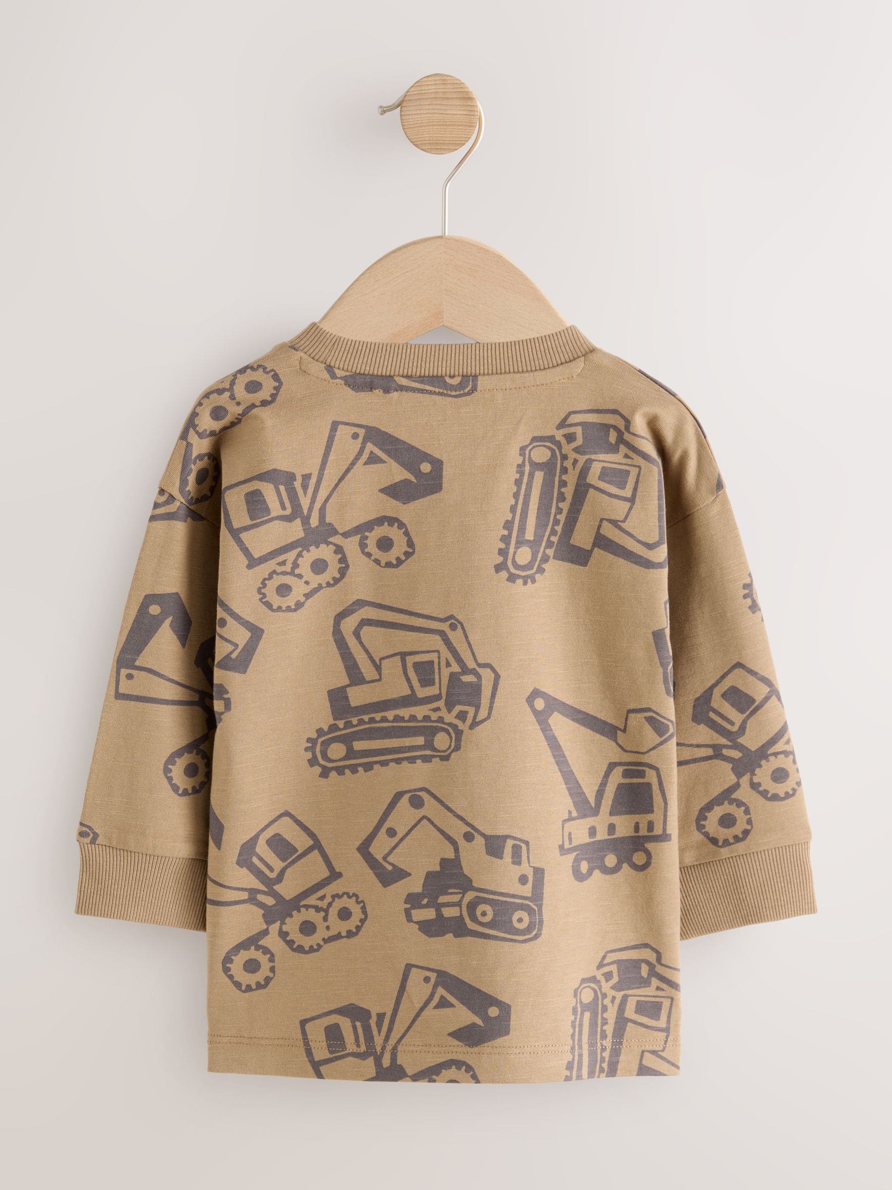 Dsiney Kidz - Black/Brown Digger Long Sleeve Graphic Print T-Shirts 3 Pack (3mths-7yrs) image 5