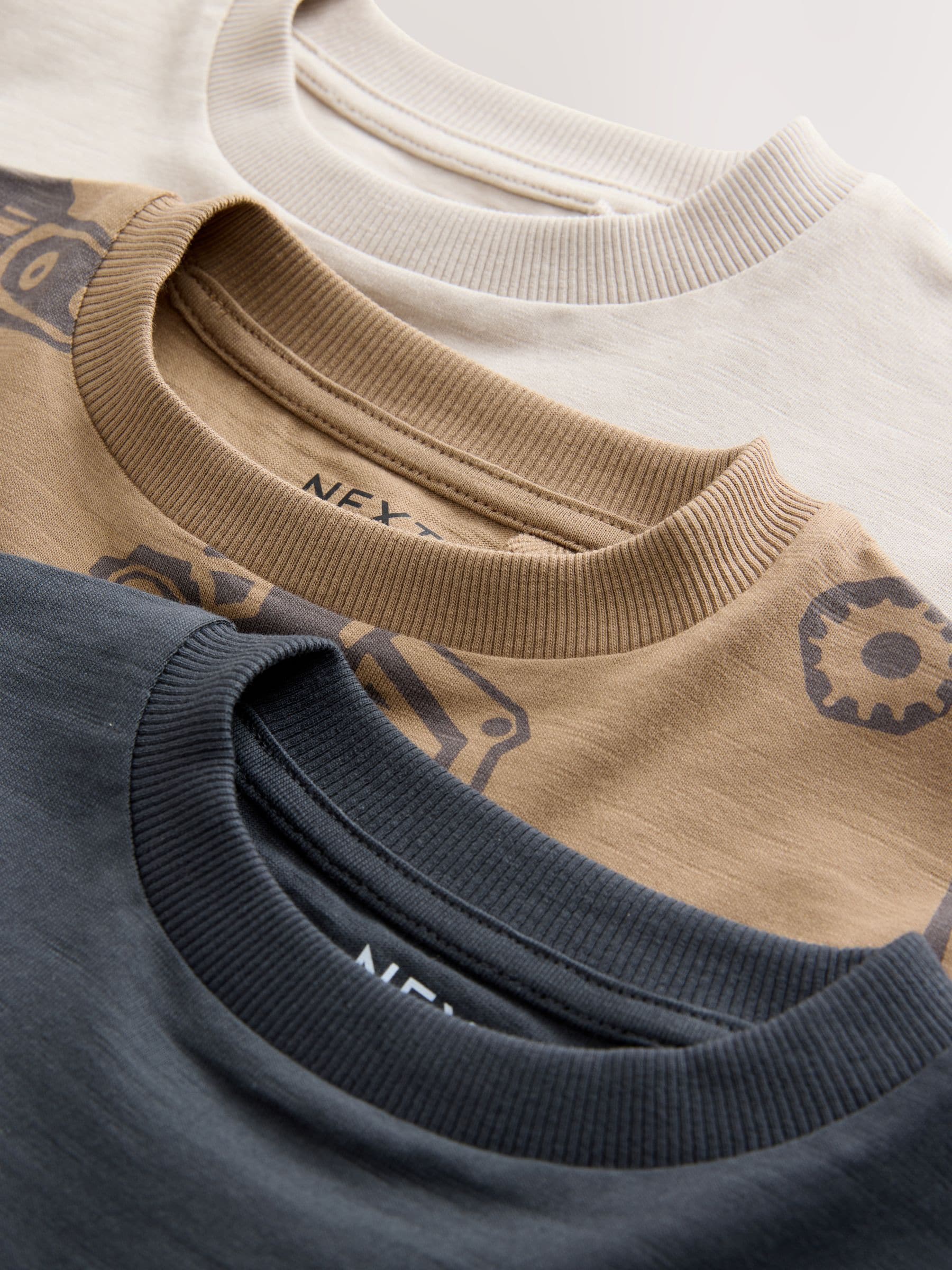 Dsiney Kidz - Black/Brown Digger Long Sleeve Graphic Print T-Shirts 3 Pack (3mths-7yrs) image 6