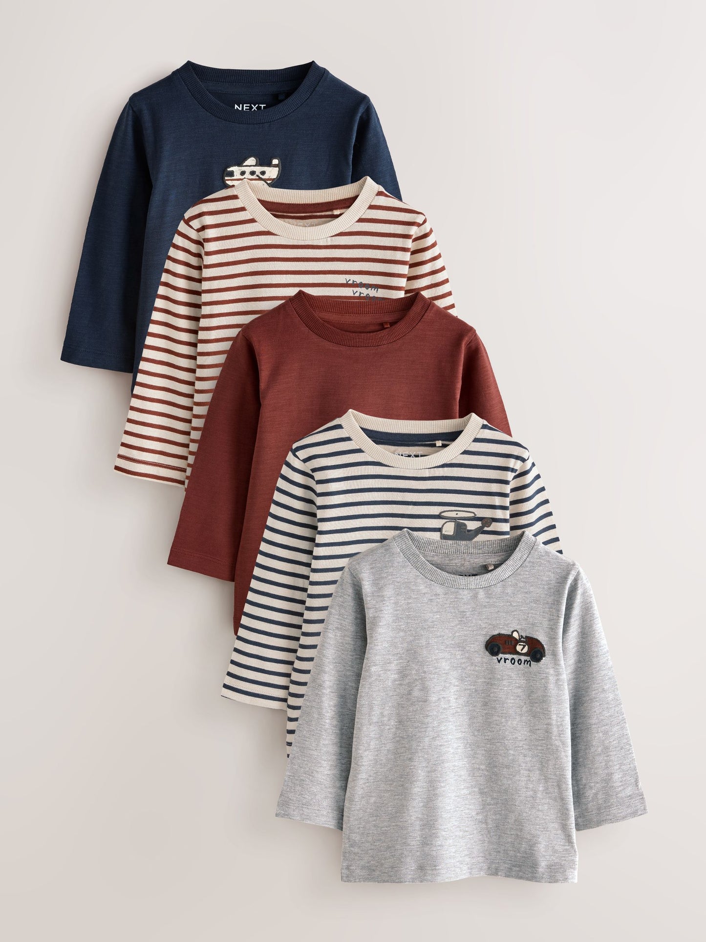 Dsiney Kidz - Multi Transport Long Sleeve T-Shirts 5 Pack (3mths-7yrs) image 1