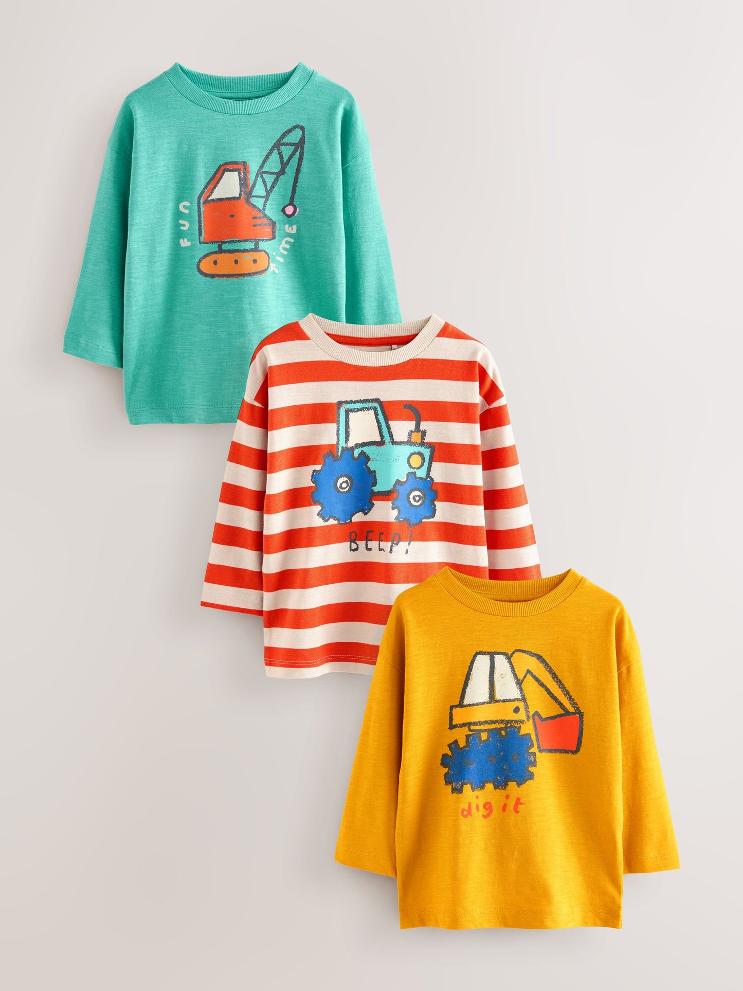 Dsiney Kidz - Multi Digger Long Sleeve Graphic Print T-Shirts 3 Pack (3mths-7yrs) image 1