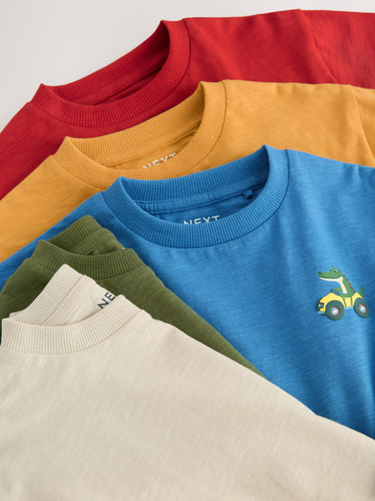 Multi Animals on Transport Long Sleeve T-Shirts 5 Pack (3mths-7yrs) image 8