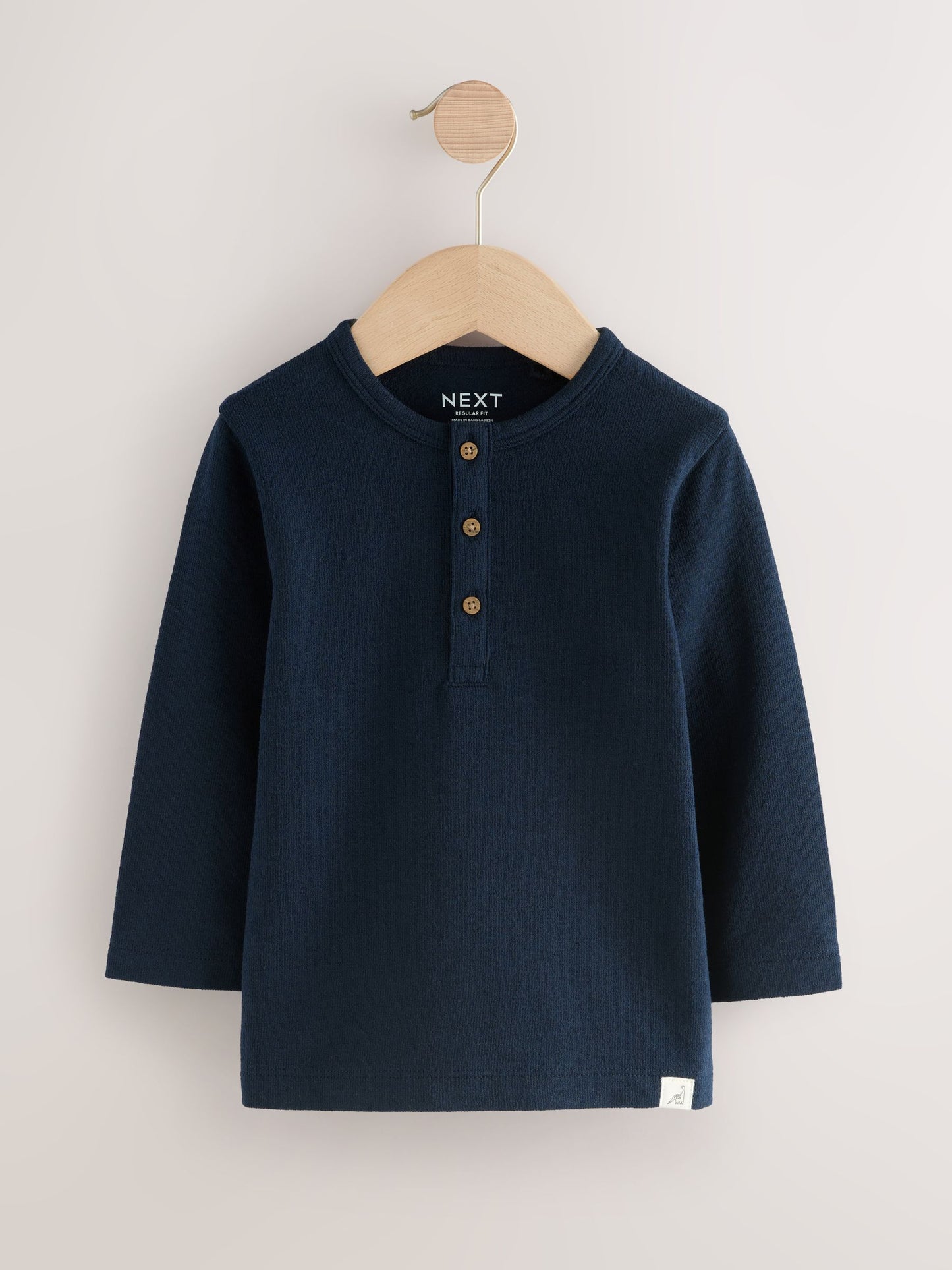 Navy/Blue/Stone Long Sleeve Henley T-Shirts 3 Pack (3mths-7yrs) image 3