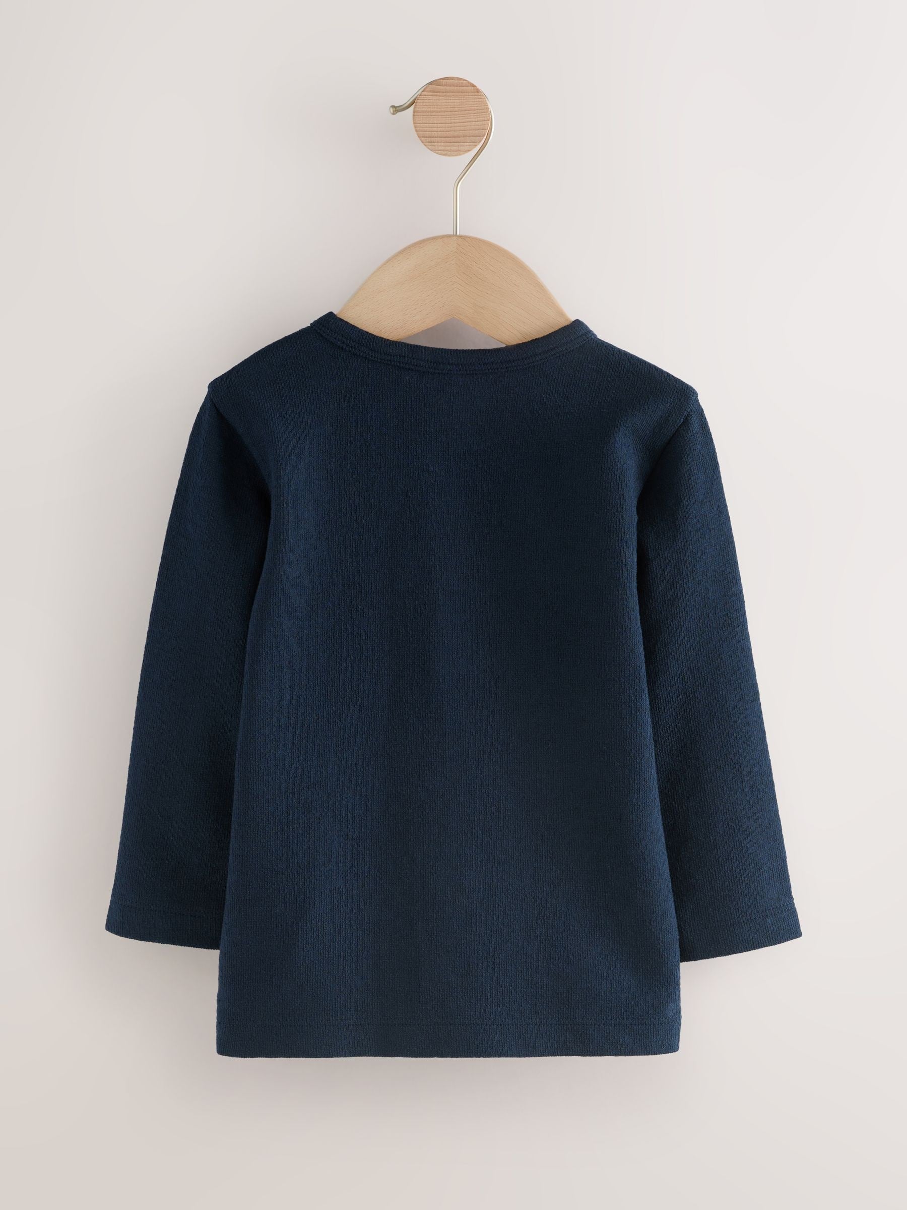 Navy/Blue/Stone Long Sleeve Henley T-Shirts 3 Pack (3mths-7yrs) image 4