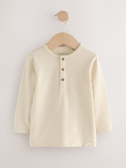 Navy/Blue/Stone Long Sleeve Henley T-Shirts 3 Pack (3mths-7yrs) image 5