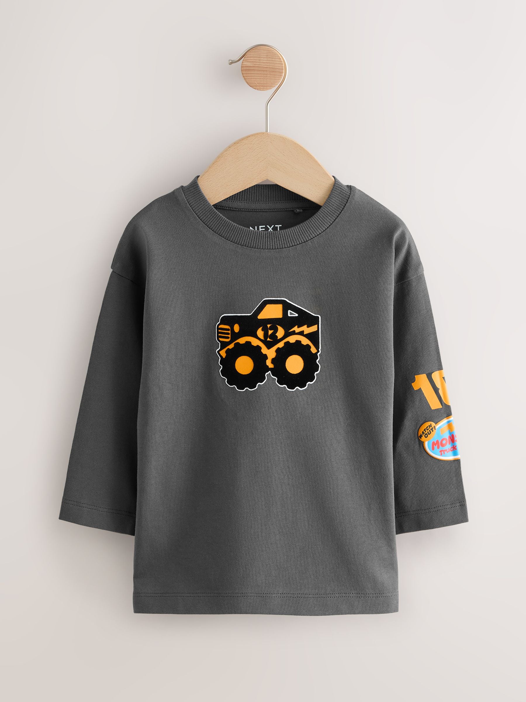 Red Monster Trucks Long Sleeve Graphic Print T-Shirts 3 Pack (3mths-7yrs) image 5