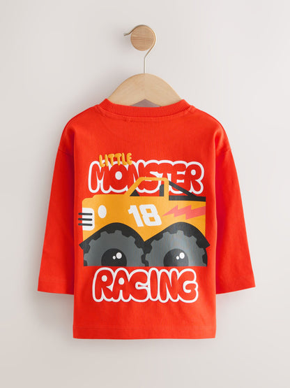 Red Monster Trucks Long Sleeve Graphic Print T-Shirts 3 Pack (3mths-7yrs) image 6