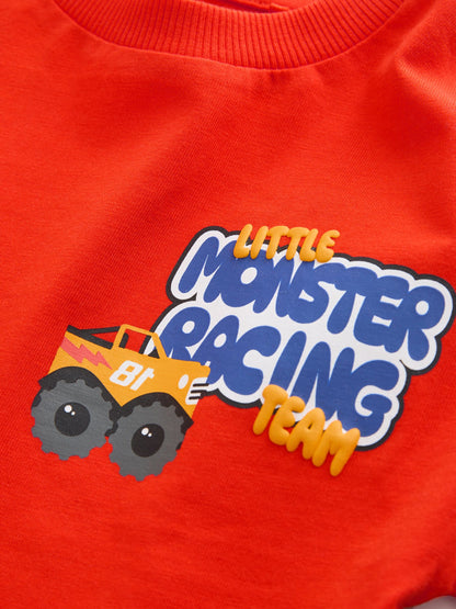 Red Monster Trucks Long Sleeve Graphic Print T-Shirts 3 Pack (3mths-7yrs) image 8
