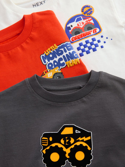 Red Monster Trucks Long Sleeve Graphic Print T-Shirts 3 Pack (3mths-7yrs) image 10