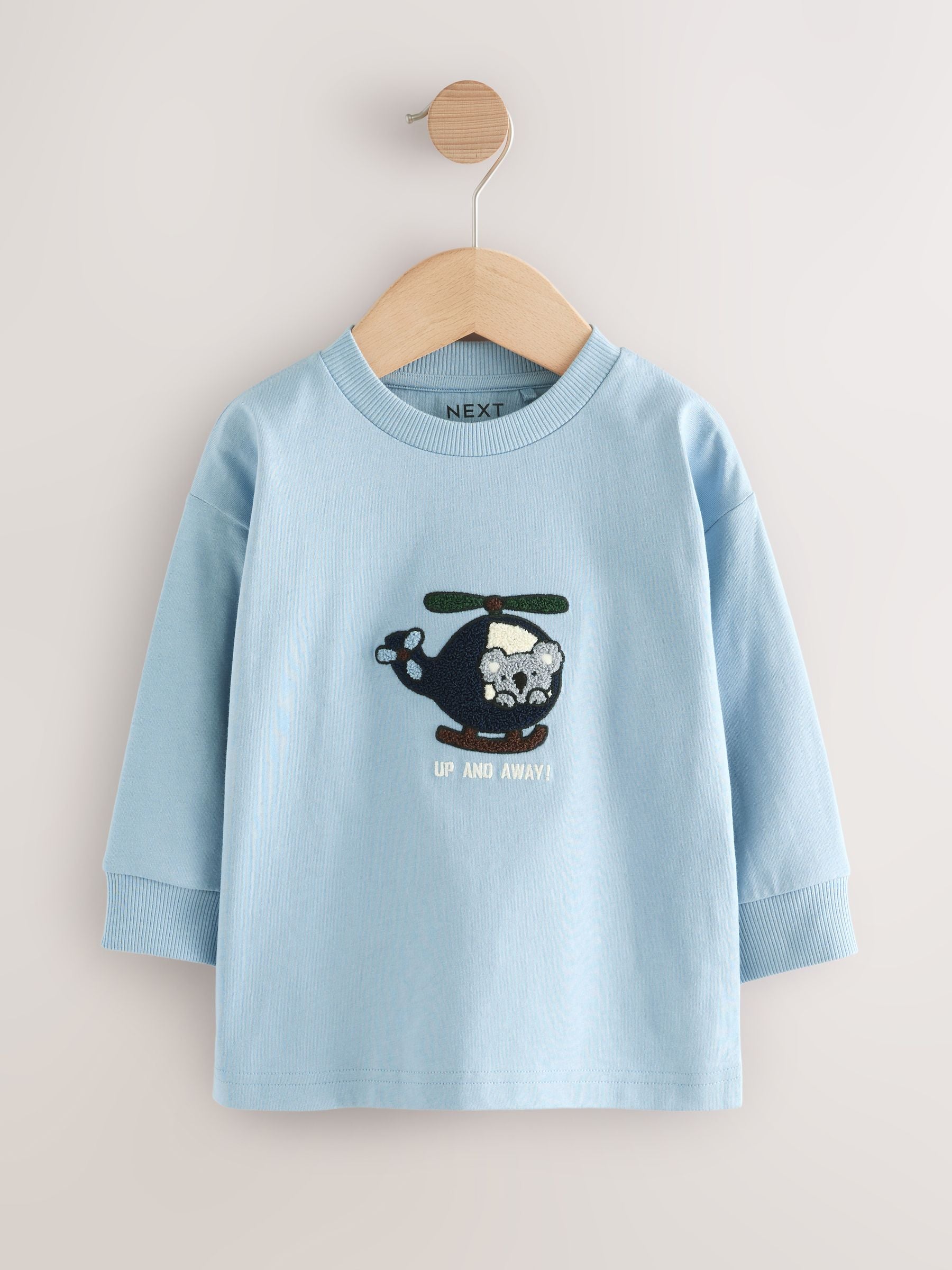 Blue/Ecru Animal Transport Long Sleeve Appliqué T-Shirts 3 Pack (3mths-7yrs) image 3
