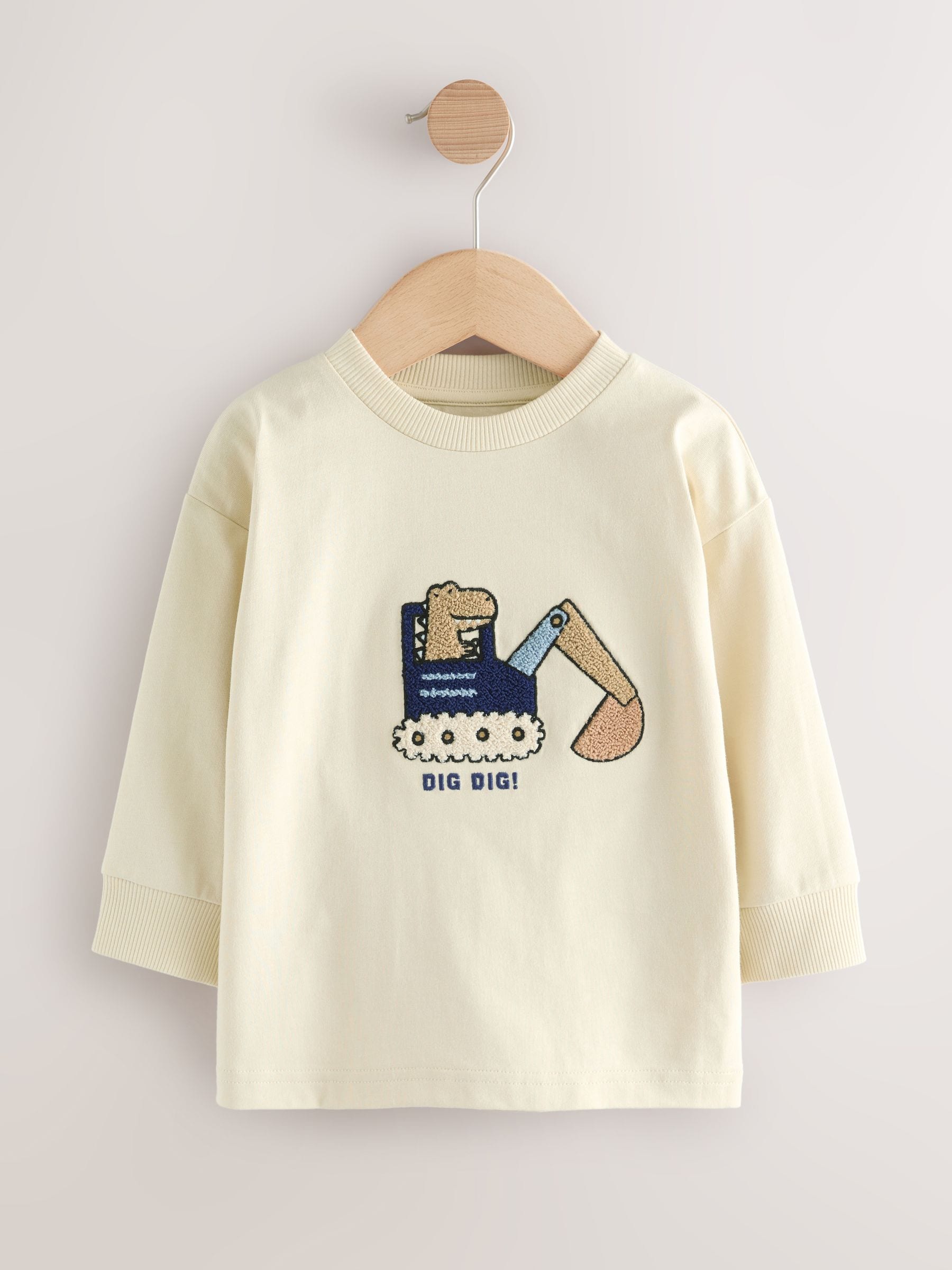 Blue/Ecru Animal Transport Long Sleeve Appliqué T-Shirts 3 Pack (3mths-7yrs) image 6
