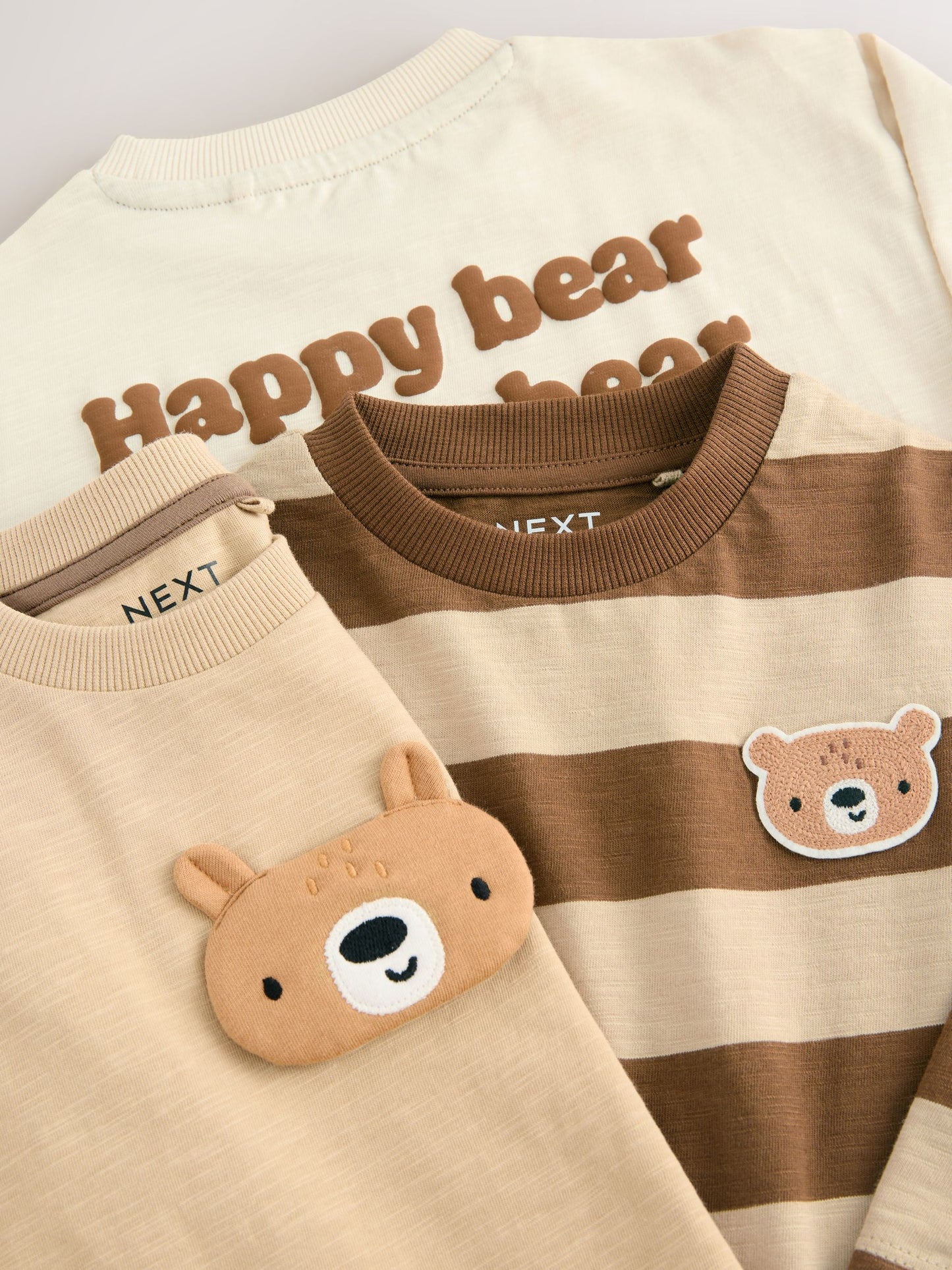 Dsiney Kidz - Brown Bear Long Sleeve Appliqué T-Shirts 3 Pack (3mths-7yrs) image 4
