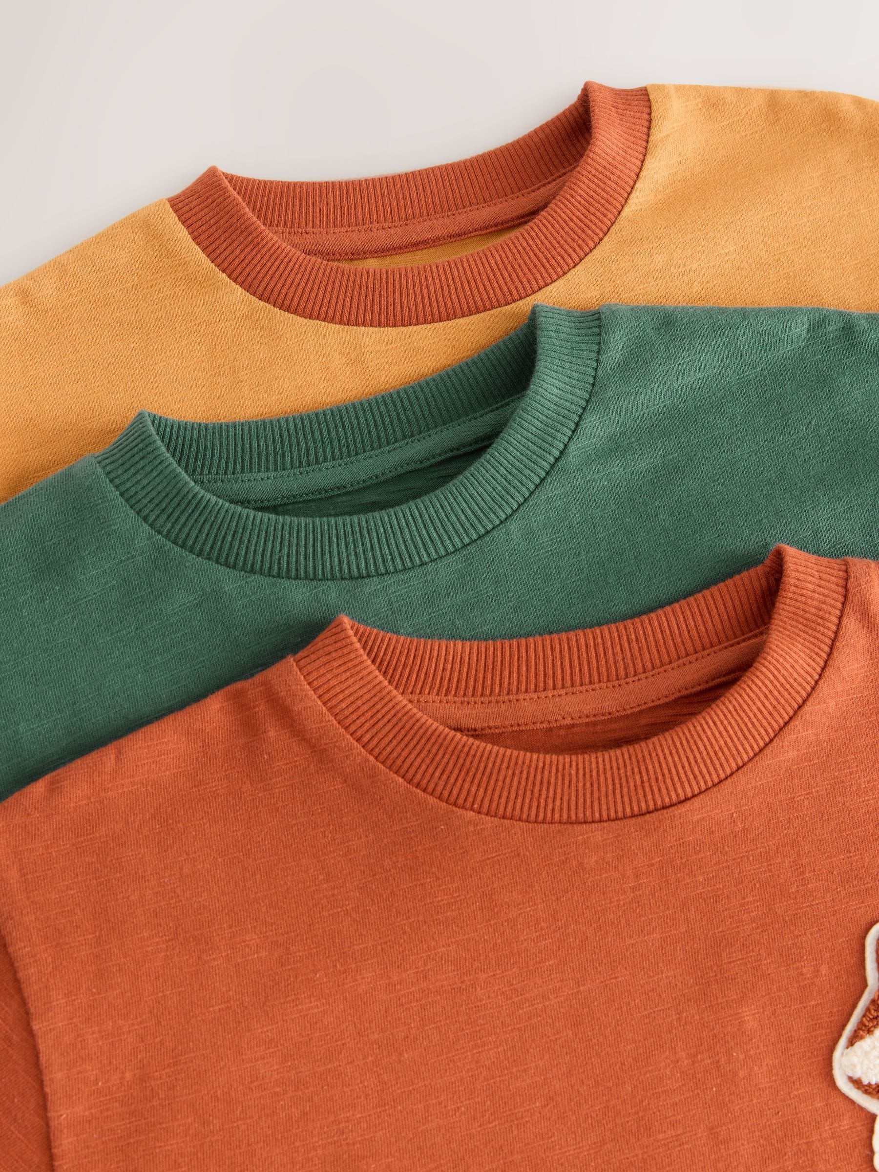 Ochre Yellow Woodland Long Sleeve Appliqué T-Shirts 3 Pack (3mths-7yrs) image 7