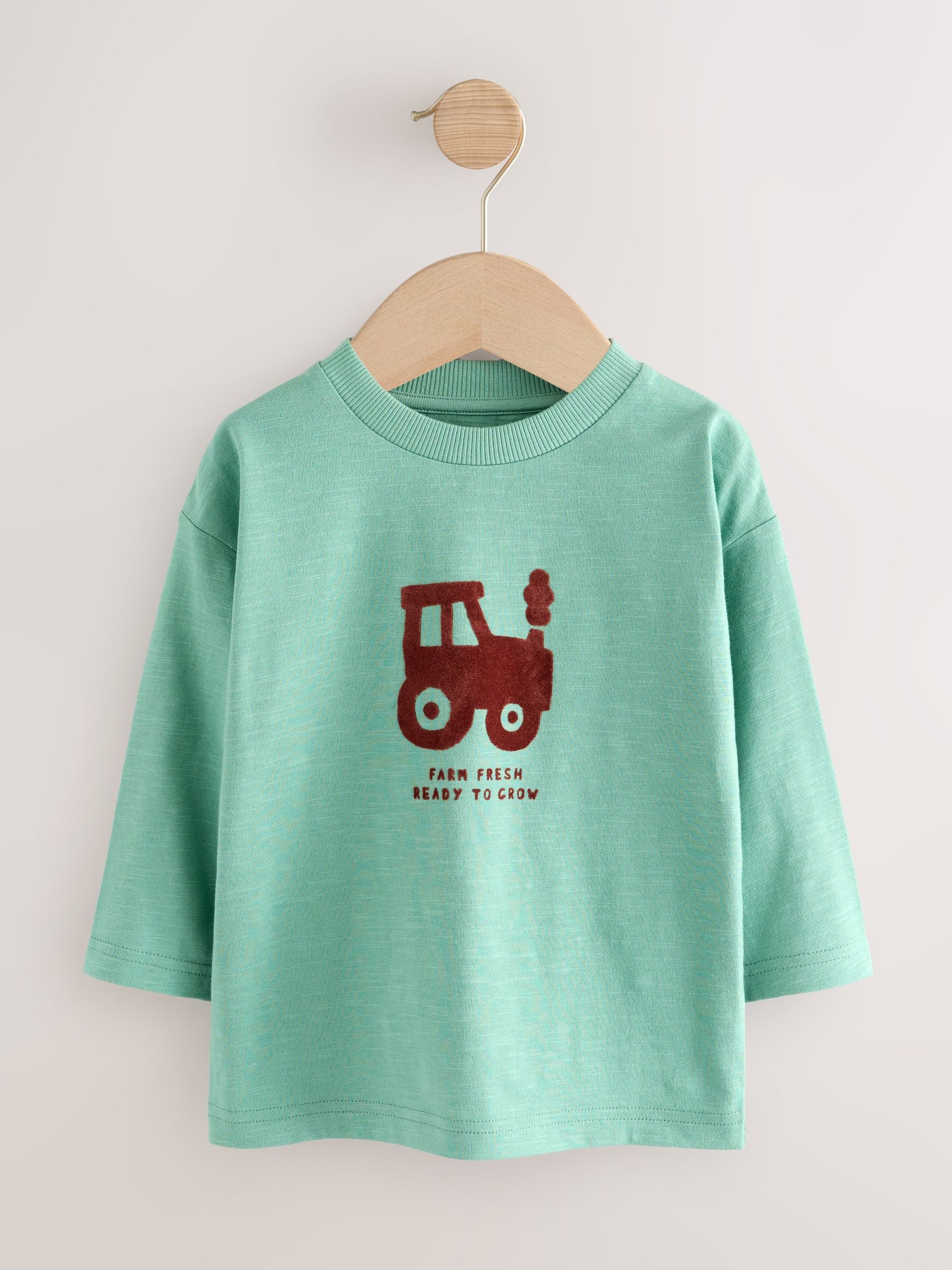 Blue/Brown Farm Long Sleeve Graphic Print T-Shirts 3 Pack (3mths-7yrs) image 4