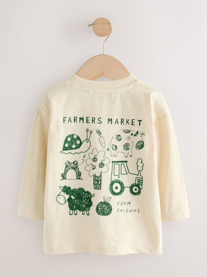 Blue/Brown Farm Long Sleeve Graphic Print T-Shirts 3 Pack (3mths-7yrs) image 6