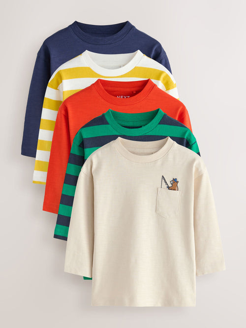 Multi Bright Animals Long Sleeve T-Shirts 5 Pack (3mths-7yrs) image 1