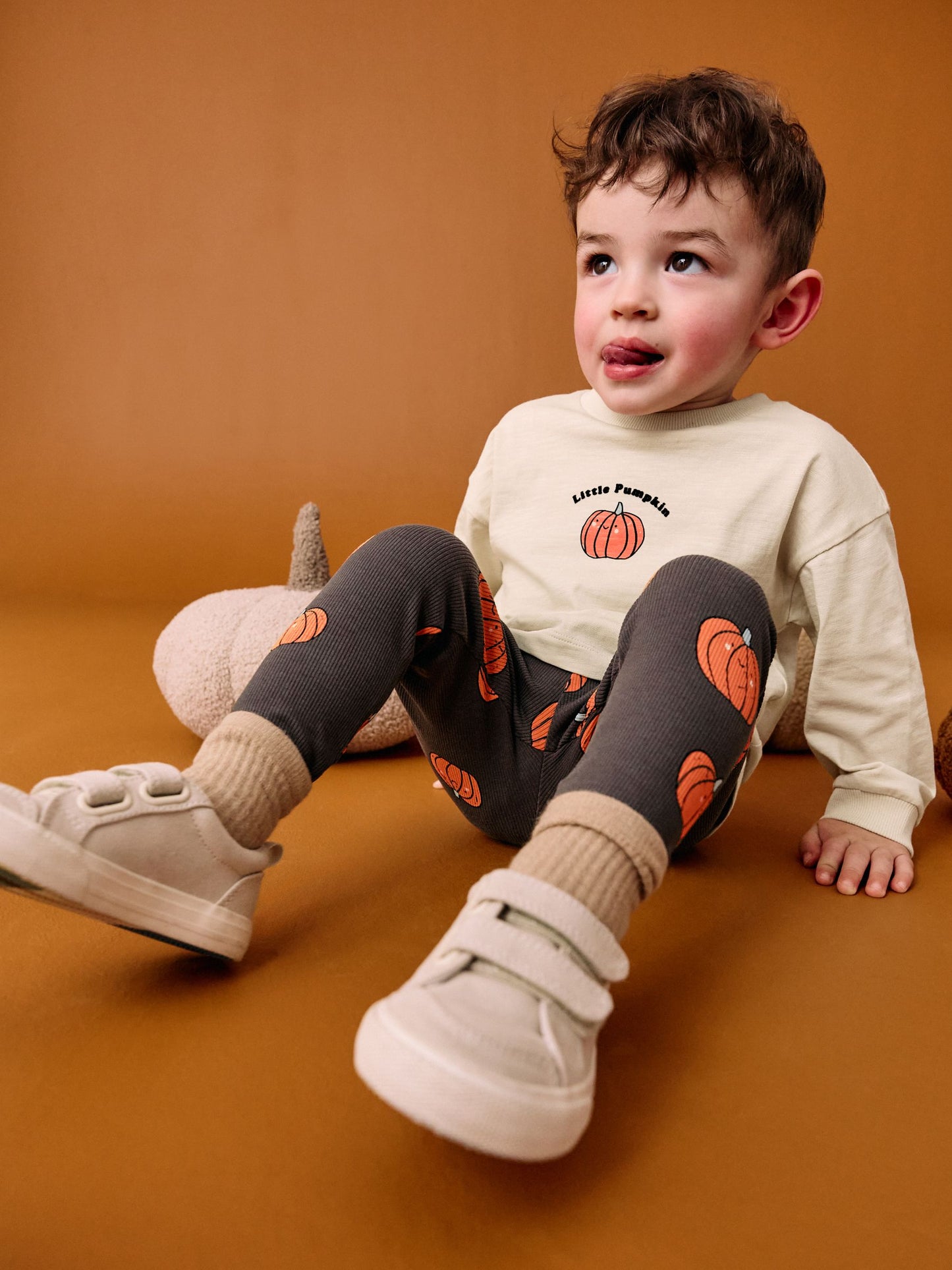 Neutral Little Pumpkin Halloween Long Sleeve Top and Leggings Set (3mths-7yrs) image 3