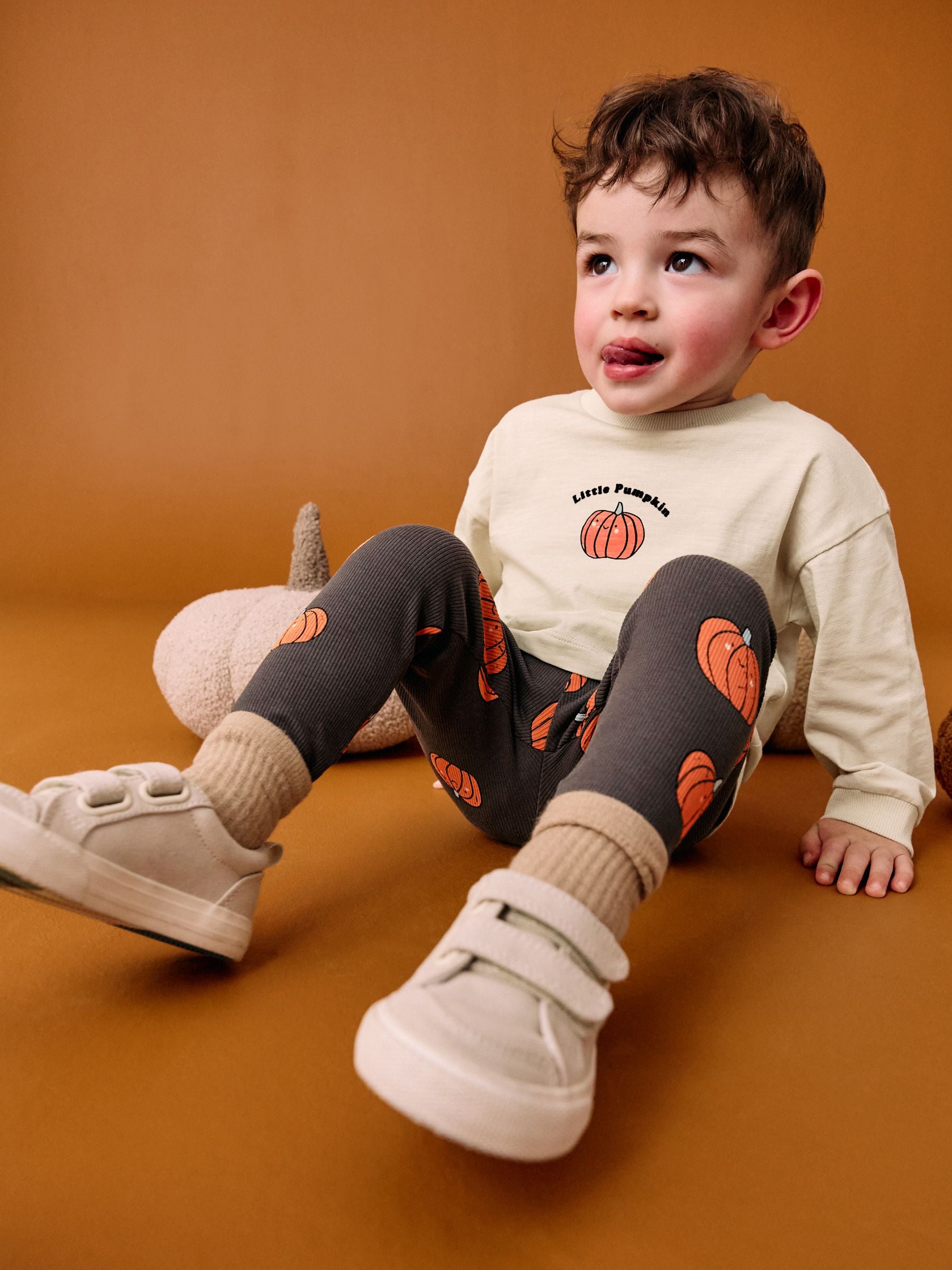 Neutral Little Pumpkin Halloween Long Sleeve Top and Leggings Set (3mths-7yrs) image 3