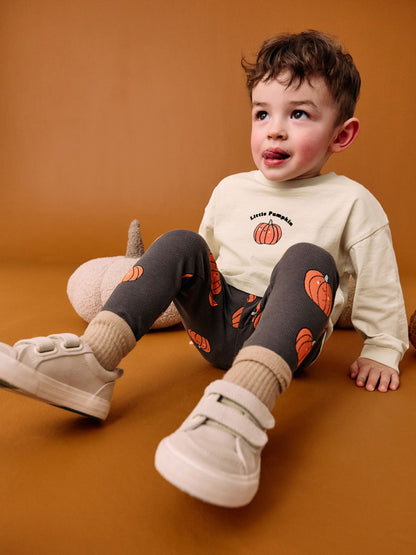 Neutral Little Pumpkin Halloween Long Sleeve Top and Leggings Set (3mths-7yrs) image 3
