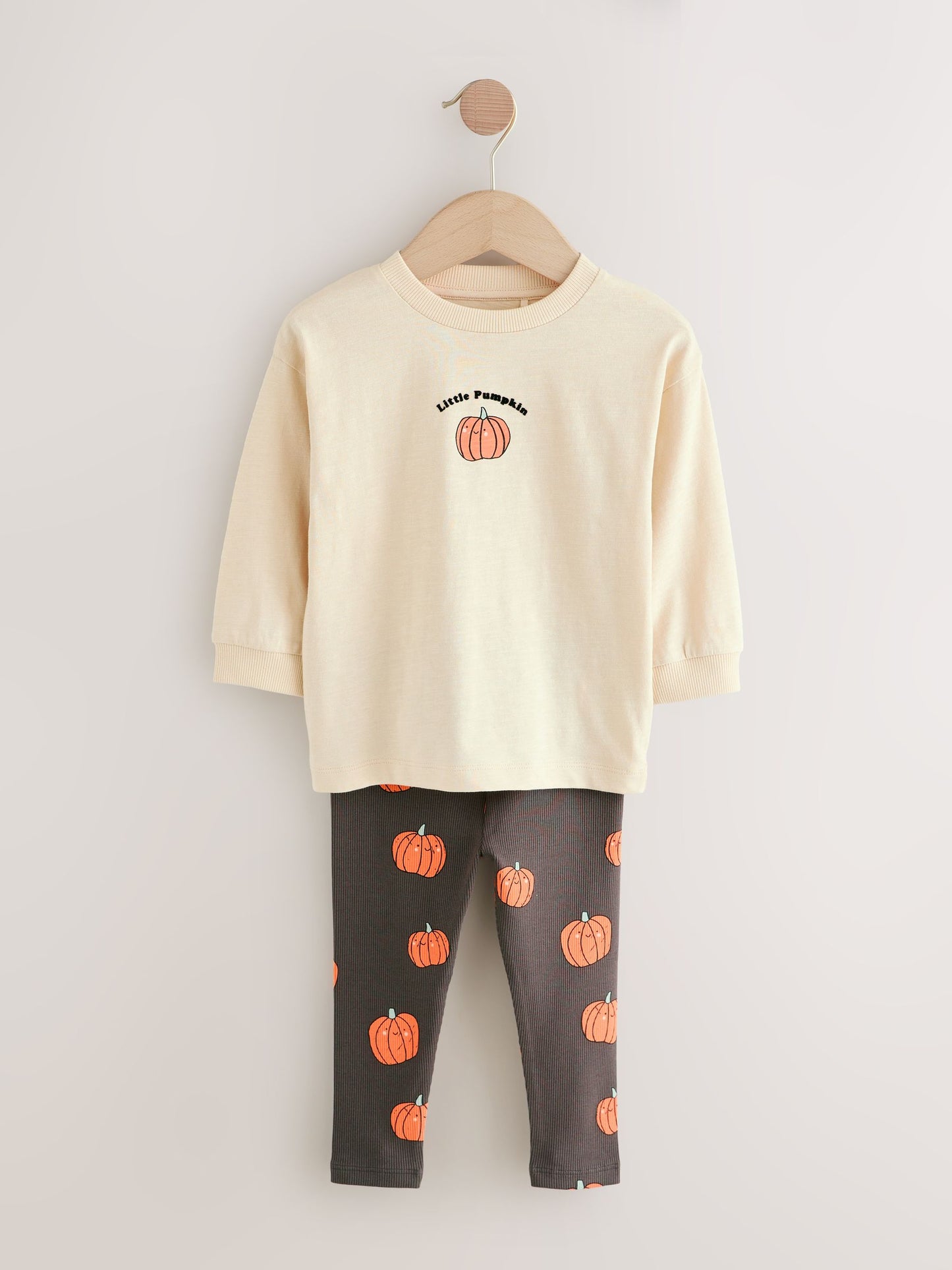 Neutral Little Pumpkin Halloween Long Sleeve Top and Leggings Set (3mths-7yrs) image 6