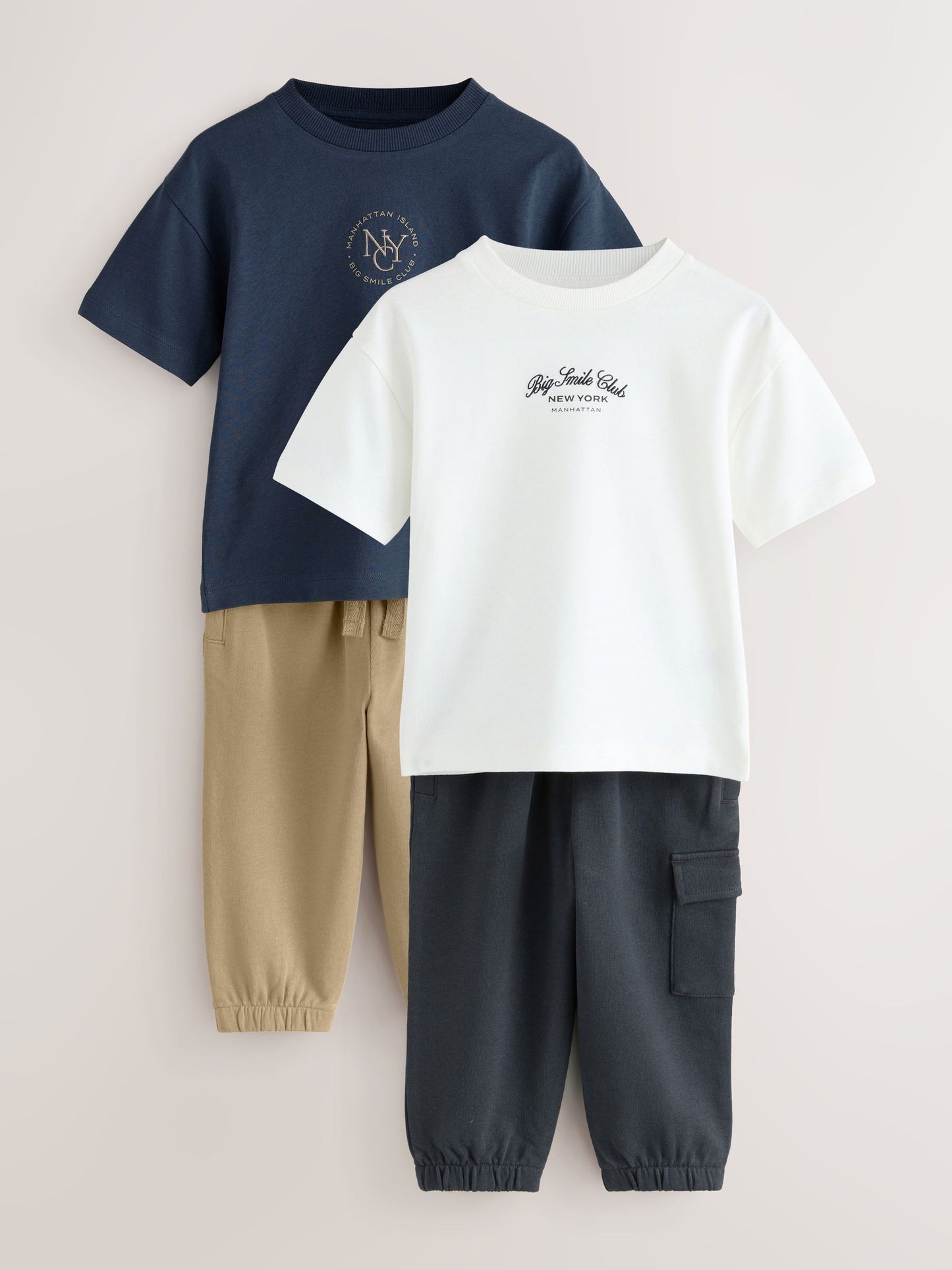 Navy/White Short Sleeve T-Shirt and Utility Joggers Set 2 Pack (3mths-7yrs) image 4
