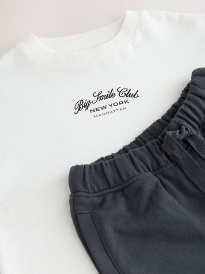 Navy/White Short Sleeve T-Shirt and Utility Joggers Set 2 Pack (3mths-7yrs) image 5
