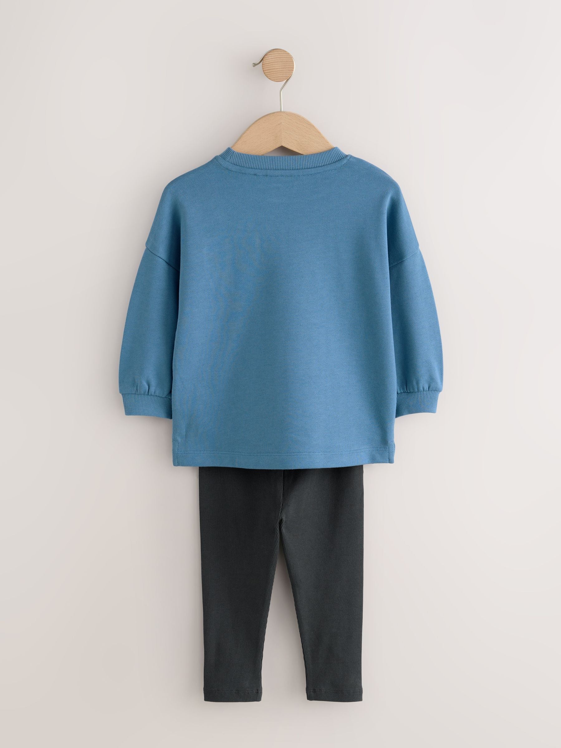 Blue/Stone/Green Long Sleeve Top and Leggings Set 3 Pack (3mths-7yrs) image 4