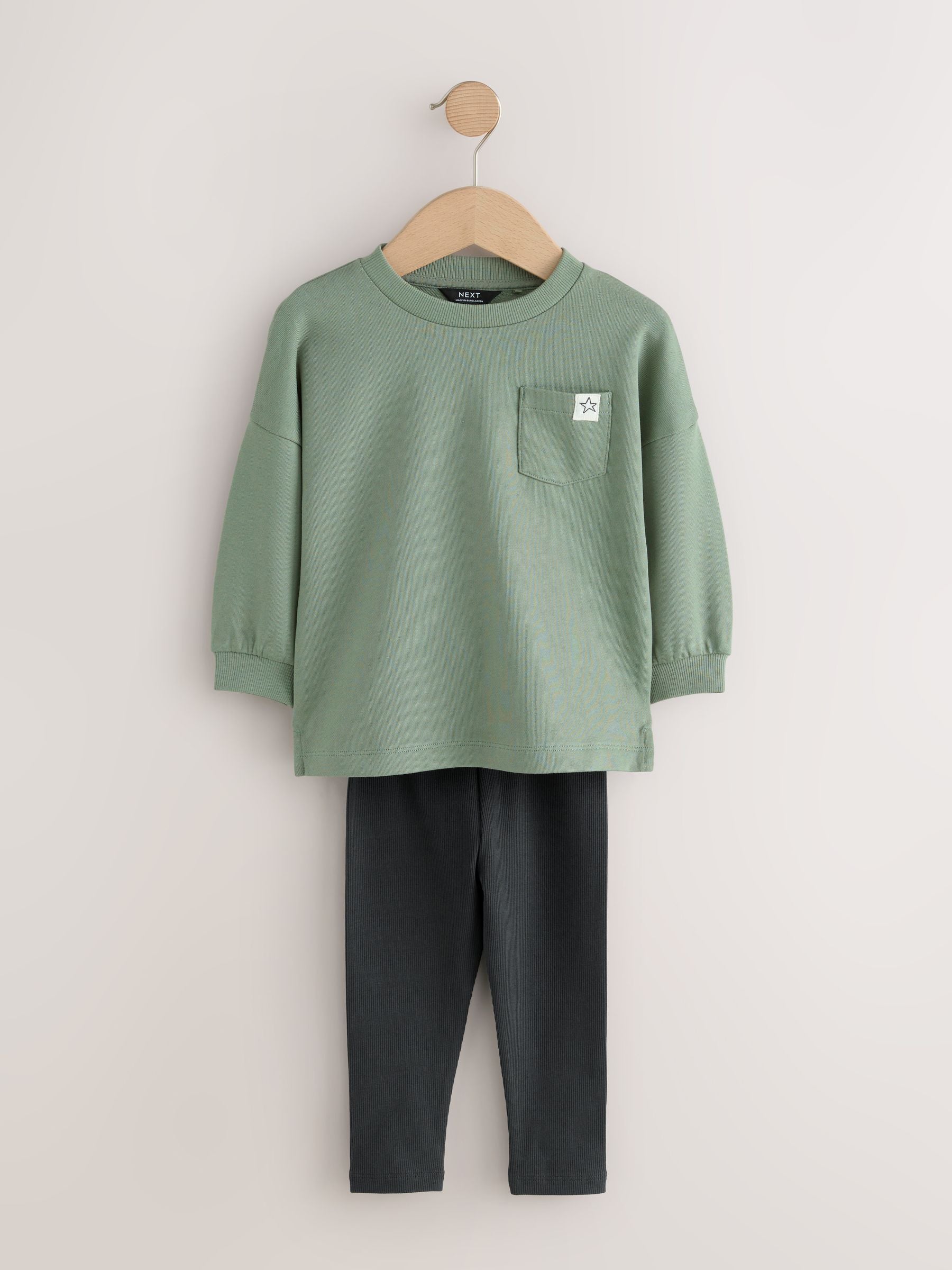 Blue/Stone/Green Long Sleeve Top and Leggings Set 3 Pack (3mths-7yrs) image 6