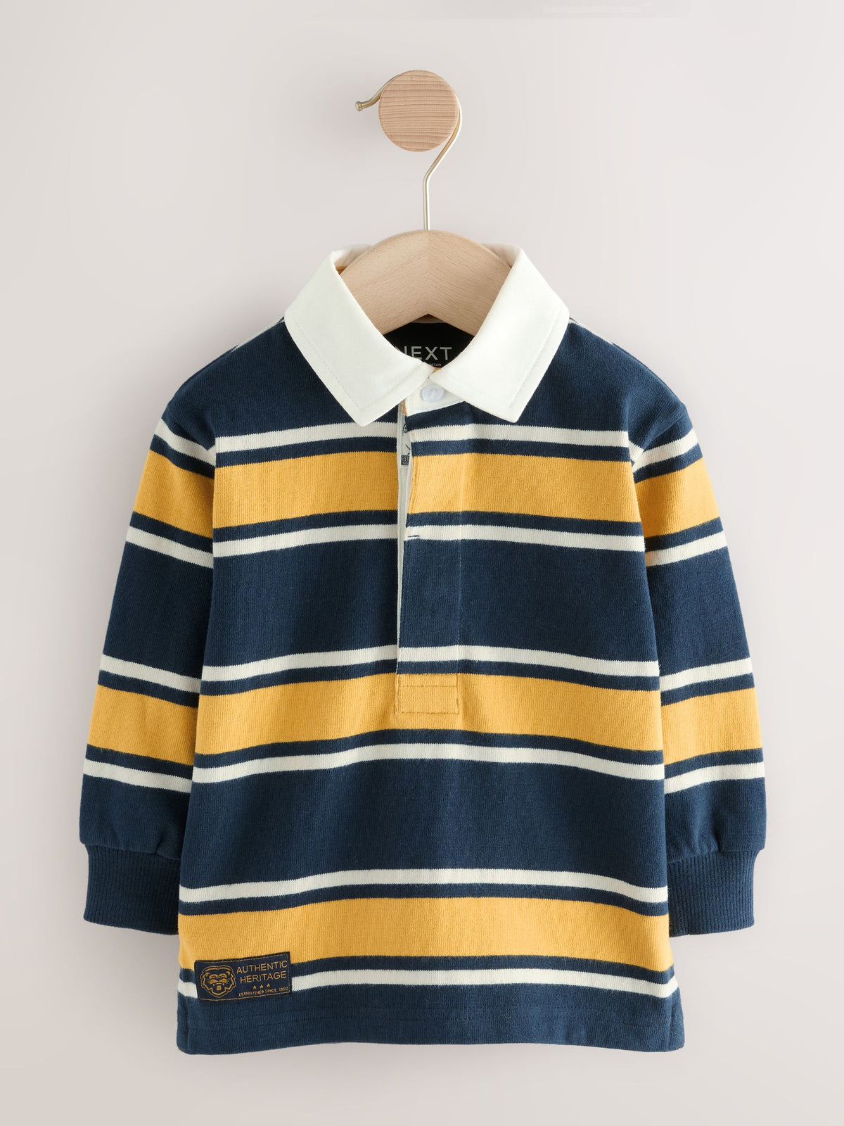 Dsiney Kidz - Navy/Yellow Striped Long Sleeve Rugby Polo Shirt (3mths-7yrs) image 7