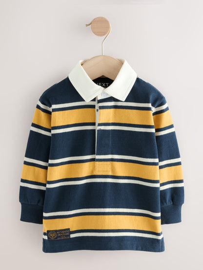 Dsiney Kidz - Navy/Yellow Striped Long Sleeve Rugby Polo Shirt (3mths-7yrs) image 7