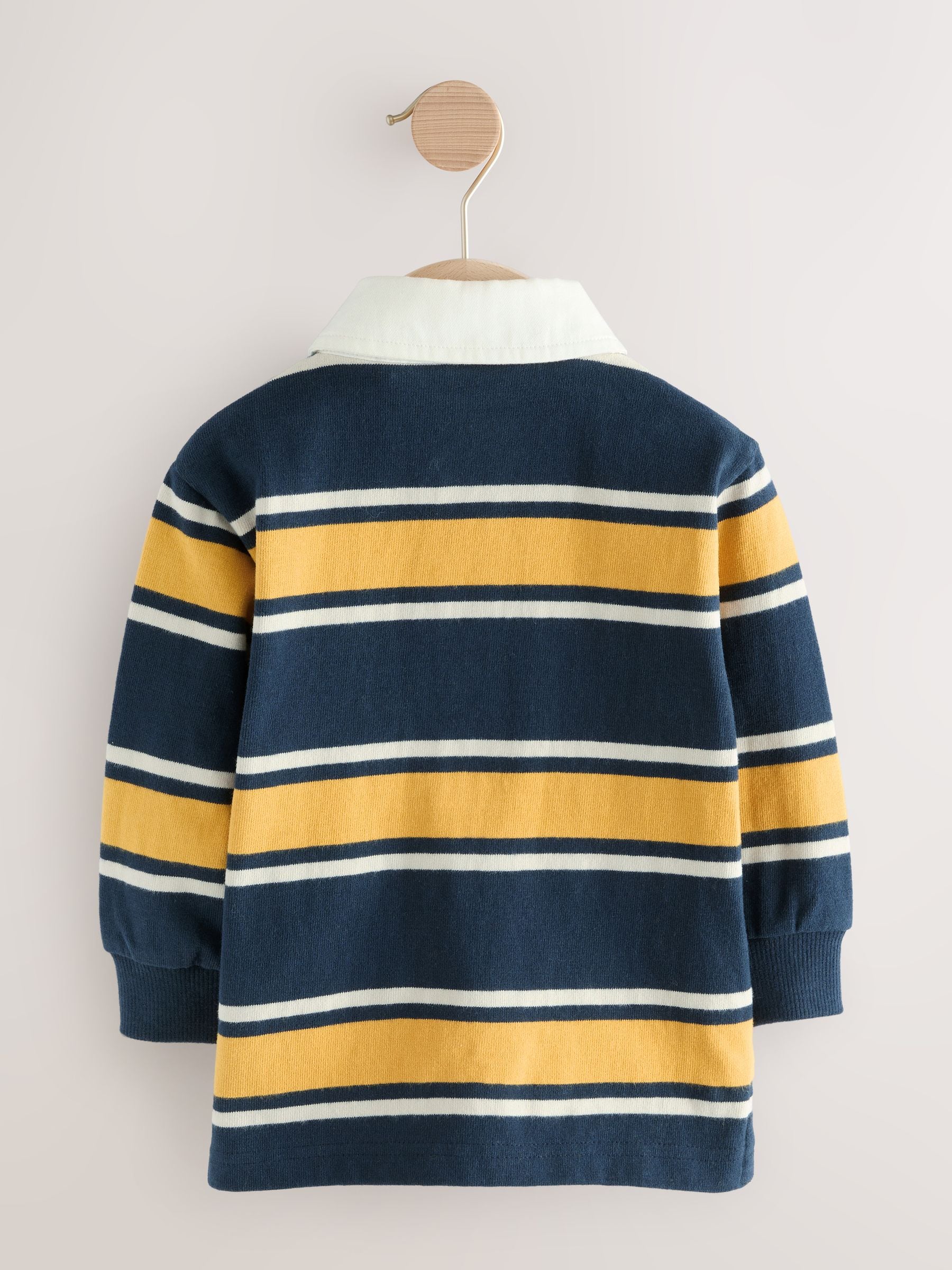Dsiney Kidz - Navy/Yellow Striped Long Sleeve Rugby Polo Shirt (3mths-7yrs) image 8
