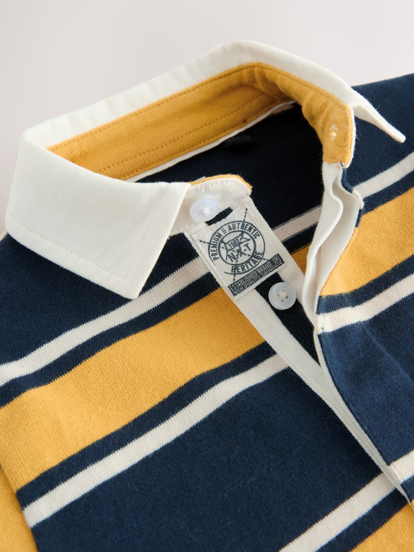 Dsiney Kidz - Navy/Yellow Striped Long Sleeve Rugby Polo Shirt (3mths-7yrs) image 9