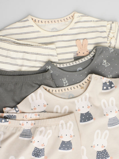 Grey/Cream Character Long Sleeve Top And Leggings Set 6 Piece (0mths-3yrs) image 5