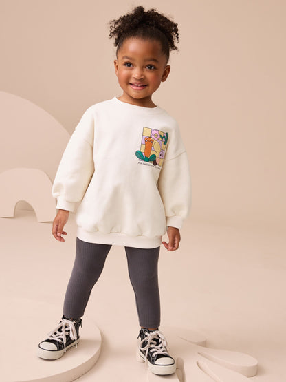Cream Rainbow Graphic Print Sweatshirt & Leggings Set (3mths-7yrs) image 3
