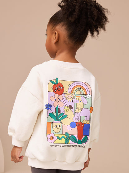 Cream Rainbow Graphic Print Sweatshirt & Leggings Set (3mths-7yrs) image 4
