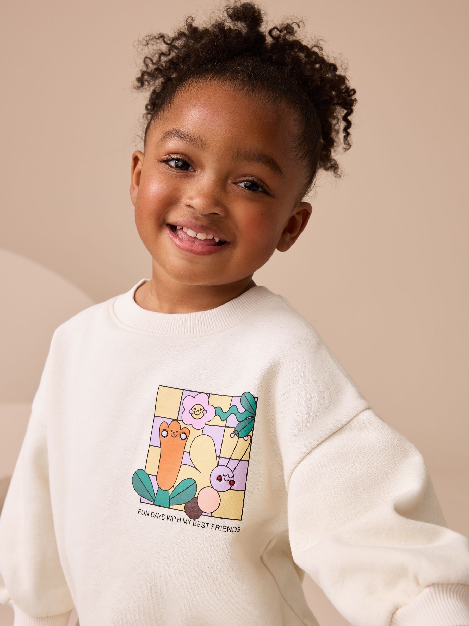 Cream Rainbow Graphic Print Sweatshirt & Leggings Set (3mths-7yrs) image 5