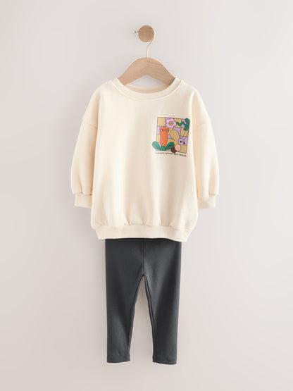 Cream Rainbow Graphic Print Sweatshirt & Leggings Set (3mths-7yrs) image 6