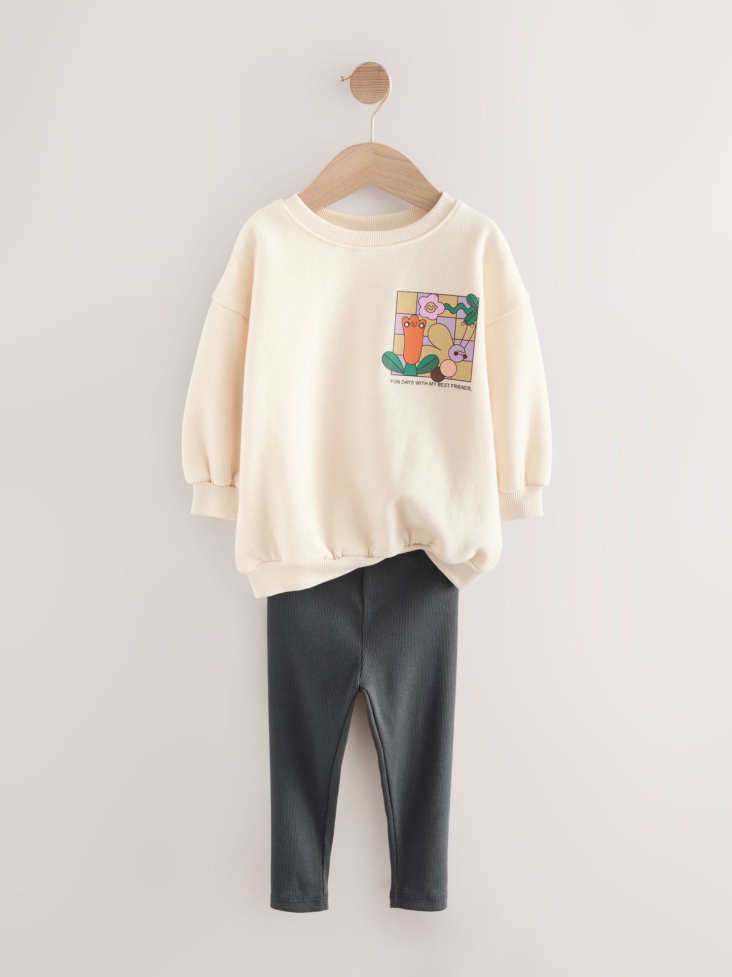Cream Rainbow Graphic Print Sweatshirt & Leggings Set (3mths-7yrs) image 7