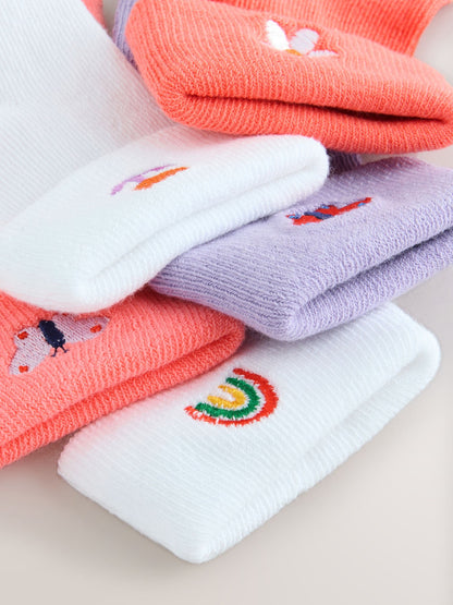 Pink/Purple/White Baby Roll Top Socks 5 Pack (0mths-2yrs) image 3